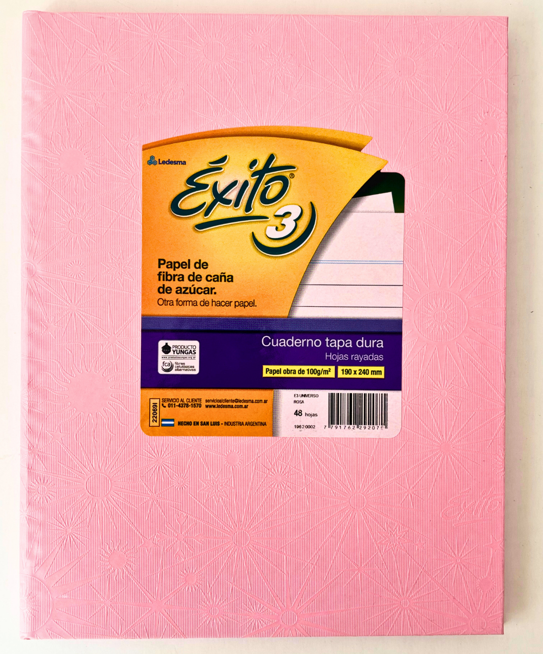 Cuaderno Exito universo tapa dura 48 hojas rayadas rosa