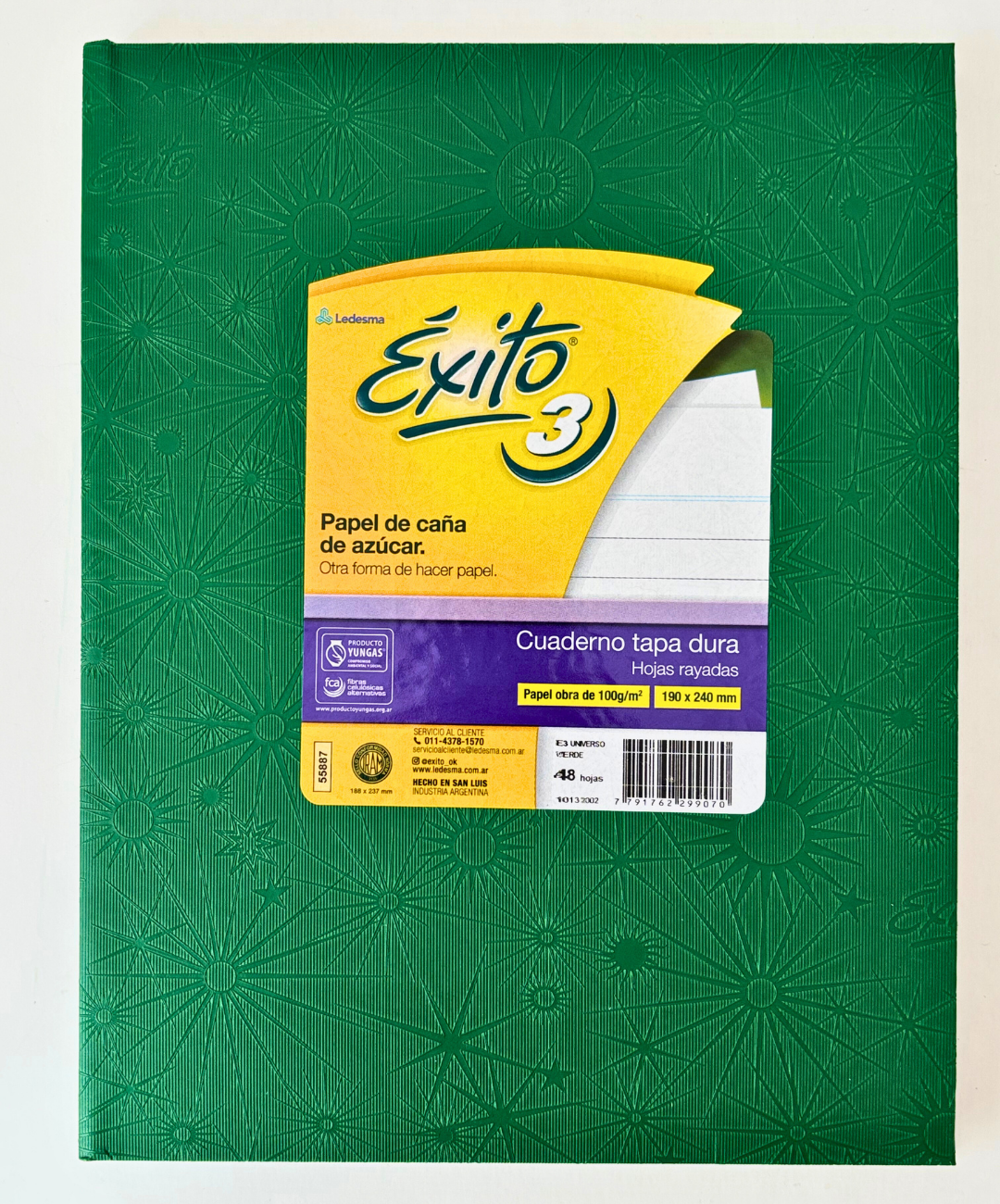 Cuaderno Exito universo tapa dura 48 hojas rayadas verde
