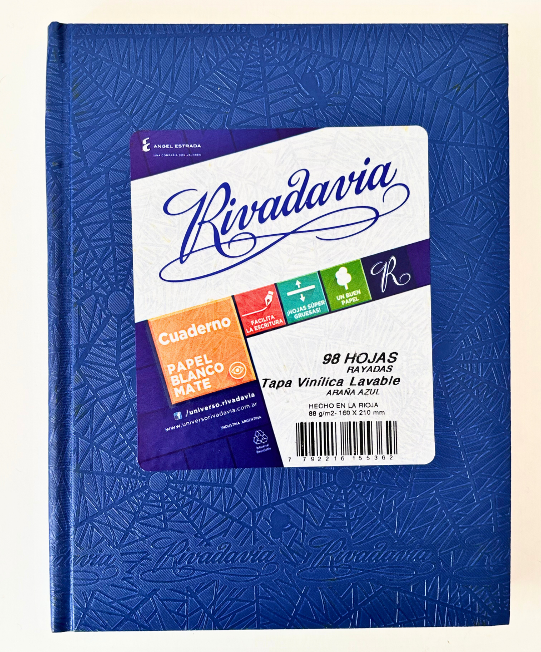 Cuaderno Rivadavia Tapa Carton Arana azul 98 hojas rayadas