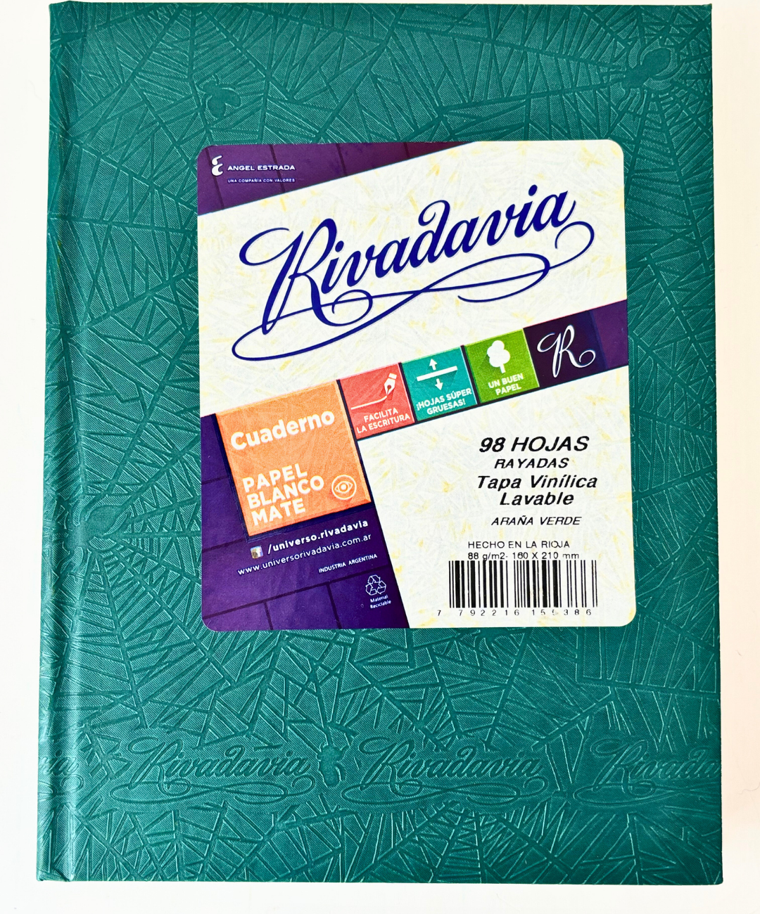 Cuaderno Rivadavia Tapa Carton Arana verde 98 hojas rayadas