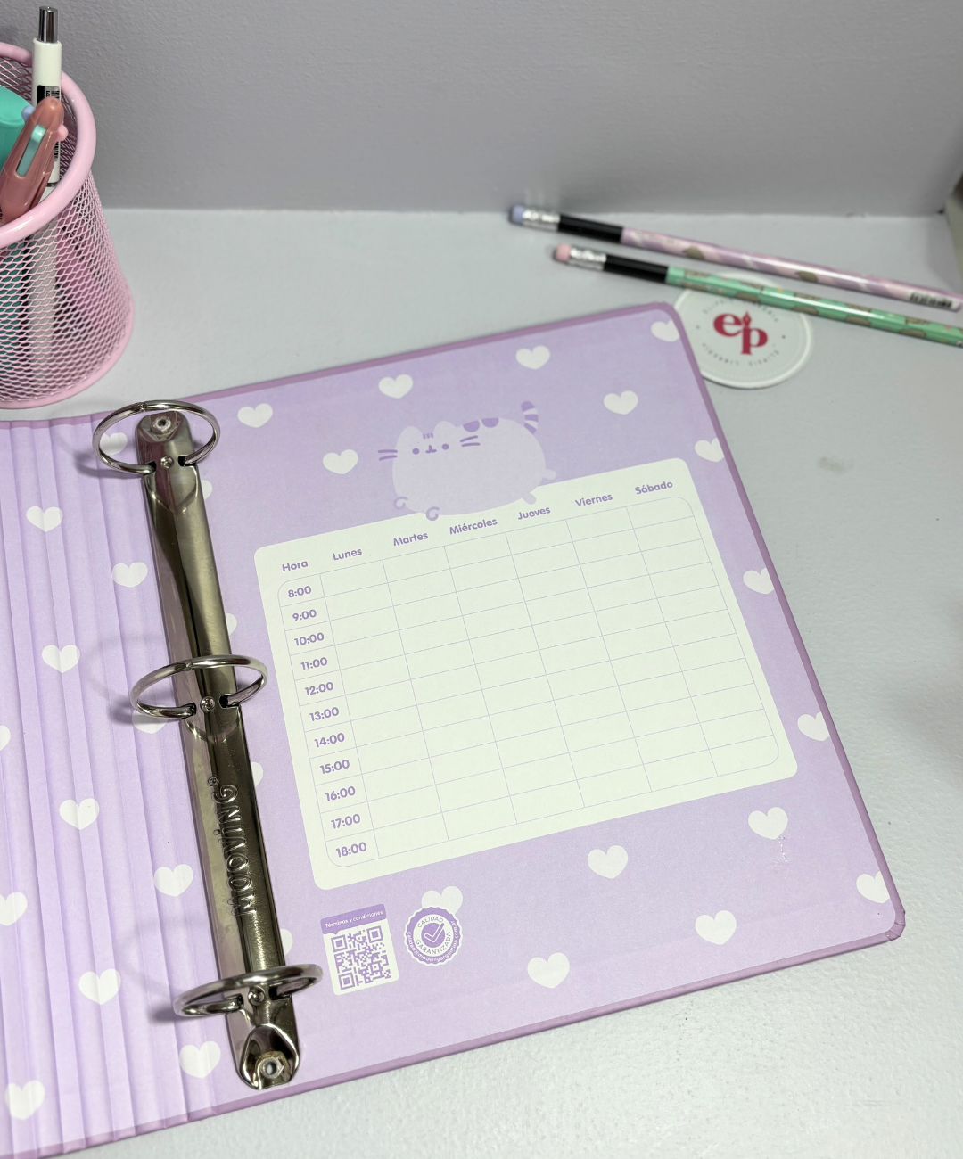 Carpeta escolar Pusheen Violeta 3x40 - Mooving
