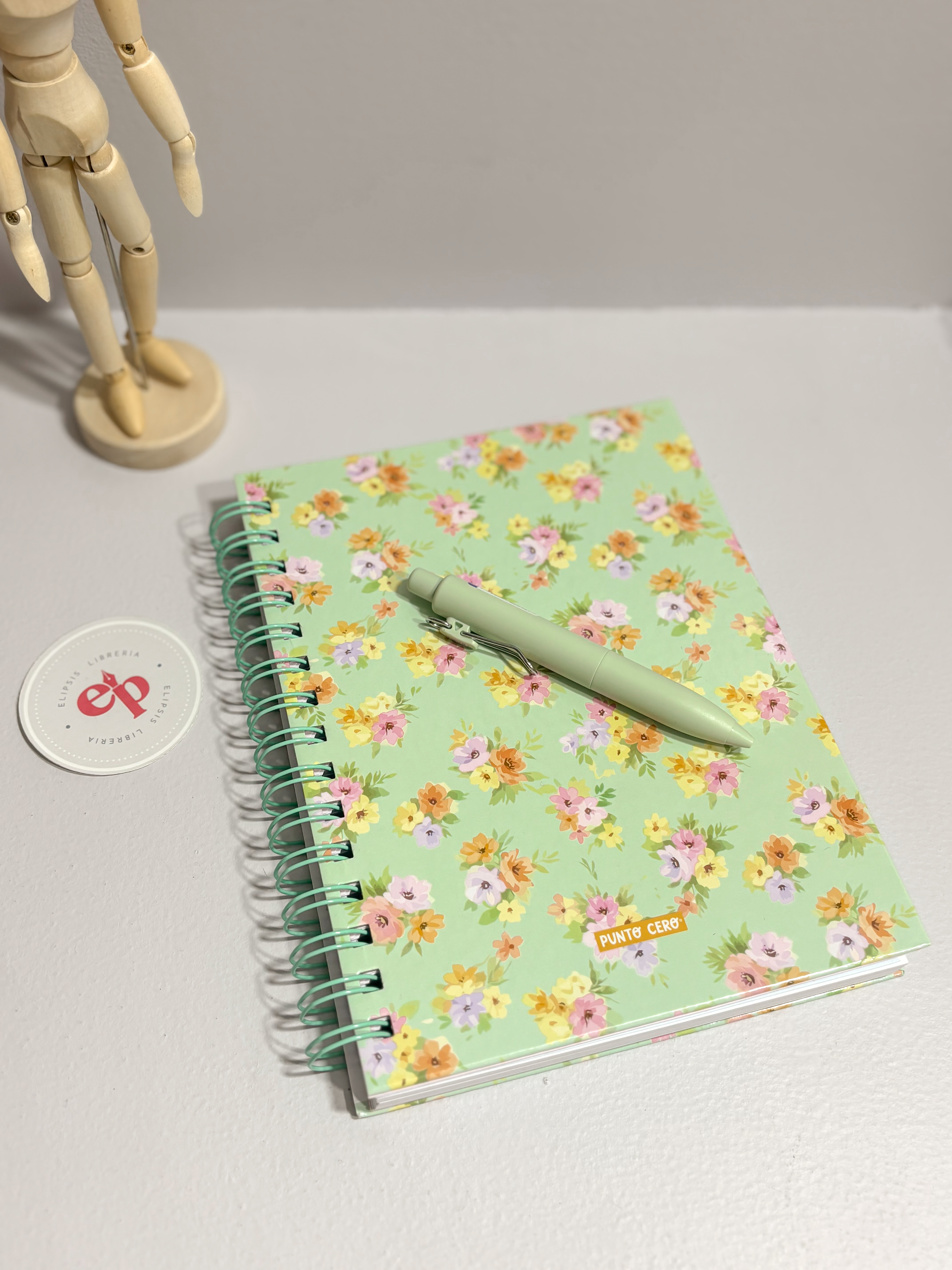 Cuaderno Be Positive Flowers verde agua