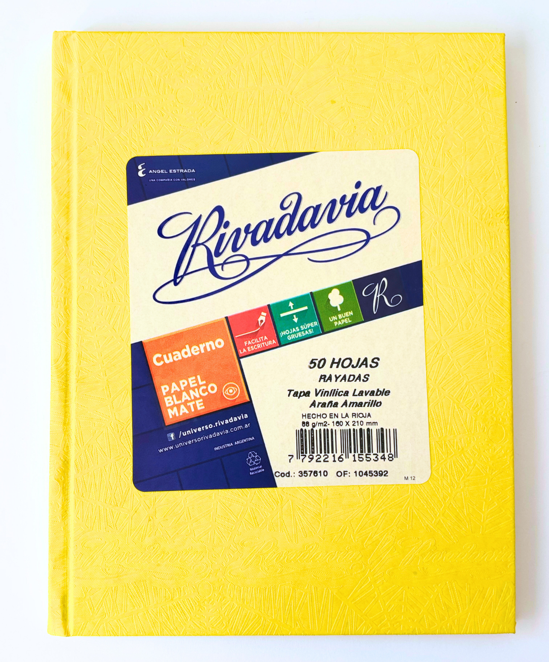 Cuaderno Rivadavia tapa dura azul arana 50 hojas rayadas
