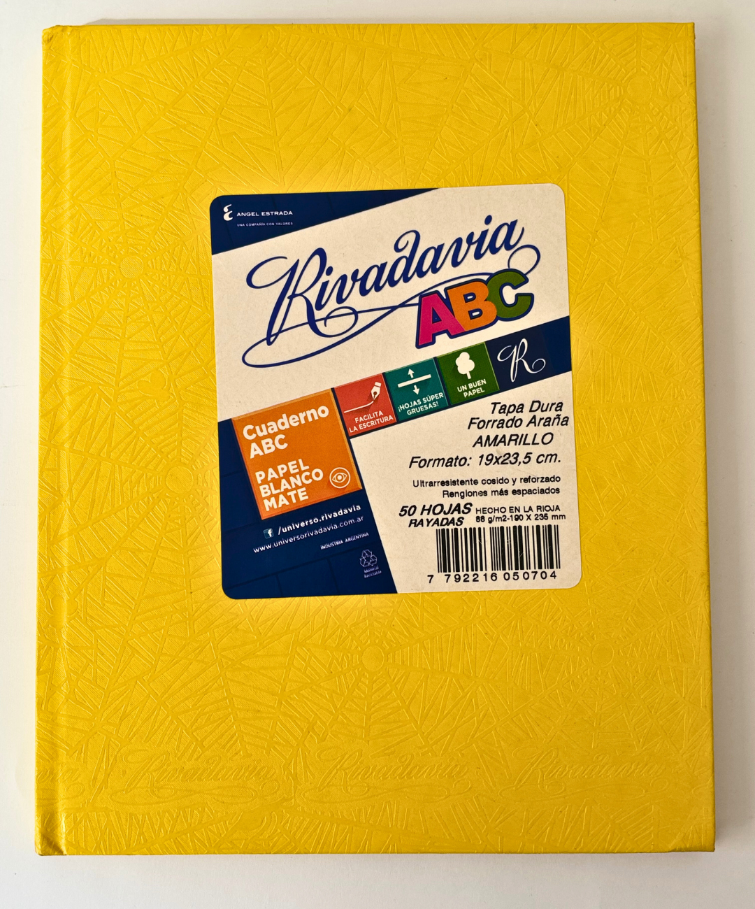 Cuaderno Rivadavia ABC amarillo arana 50 hojas rayadas