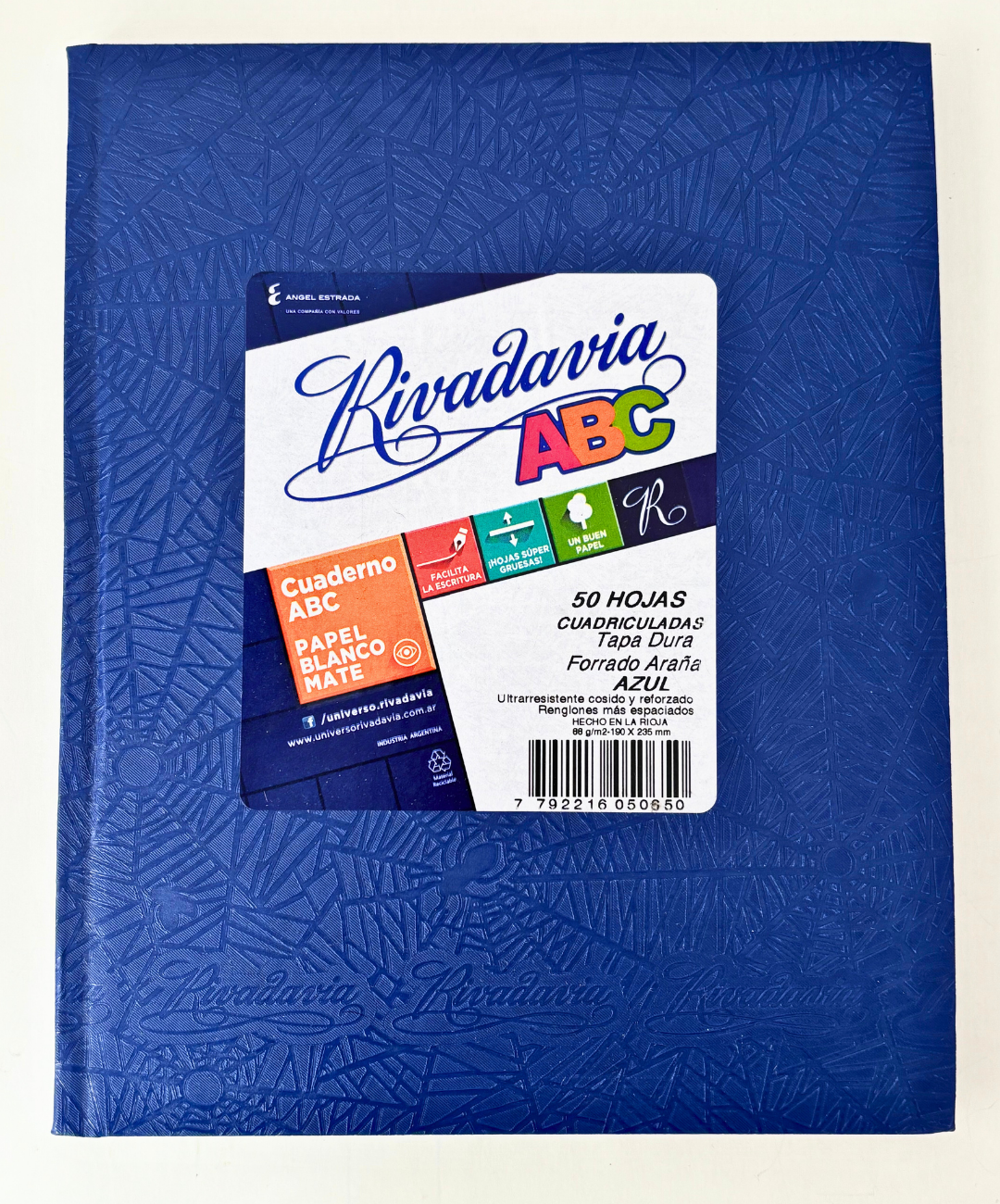 Cuaderno Rivadavia ABC arana azul 50 hojas cuadriculadas