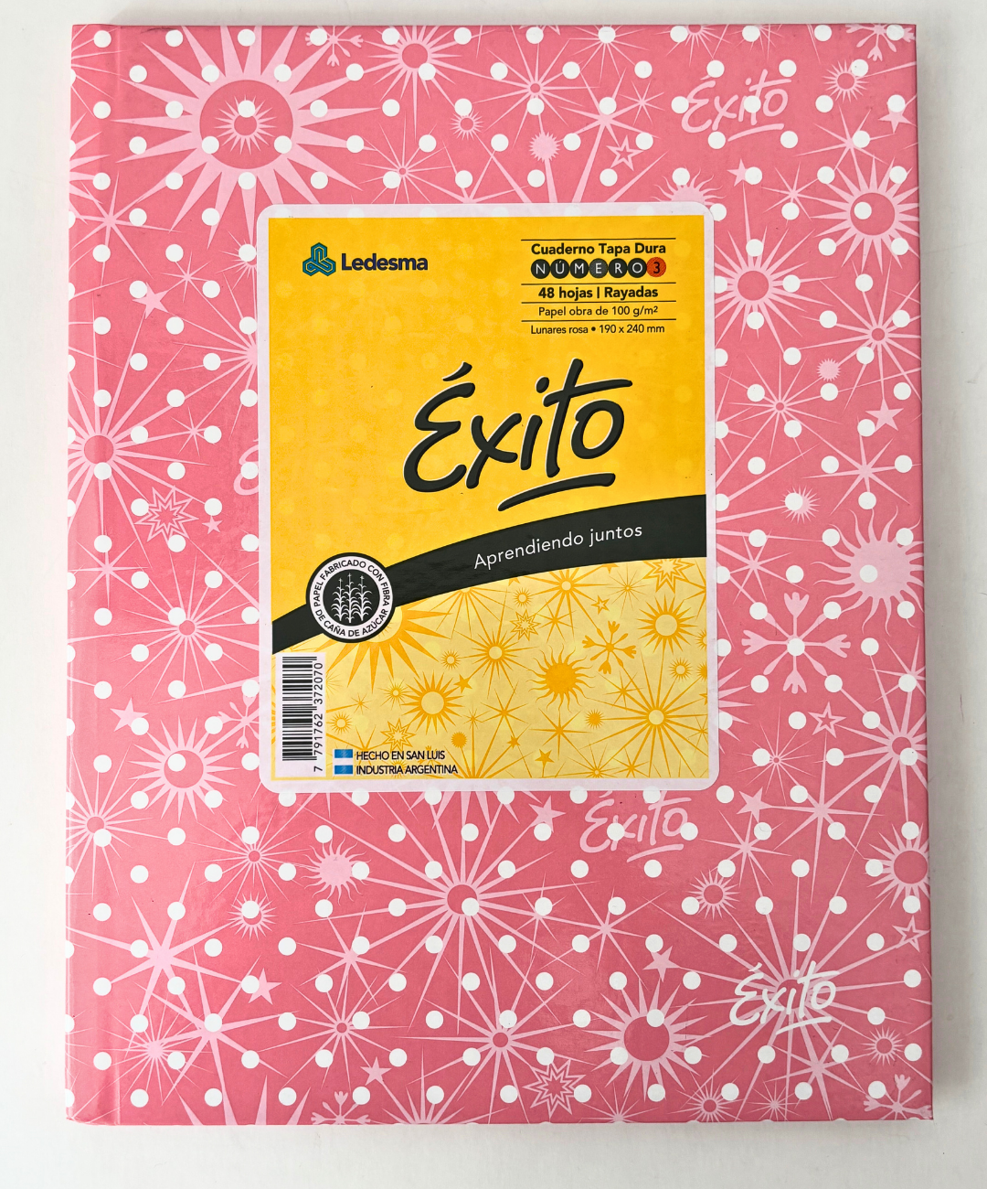 Cuaderno Exito lunares tapa dura 48 hojas rayadas rosa