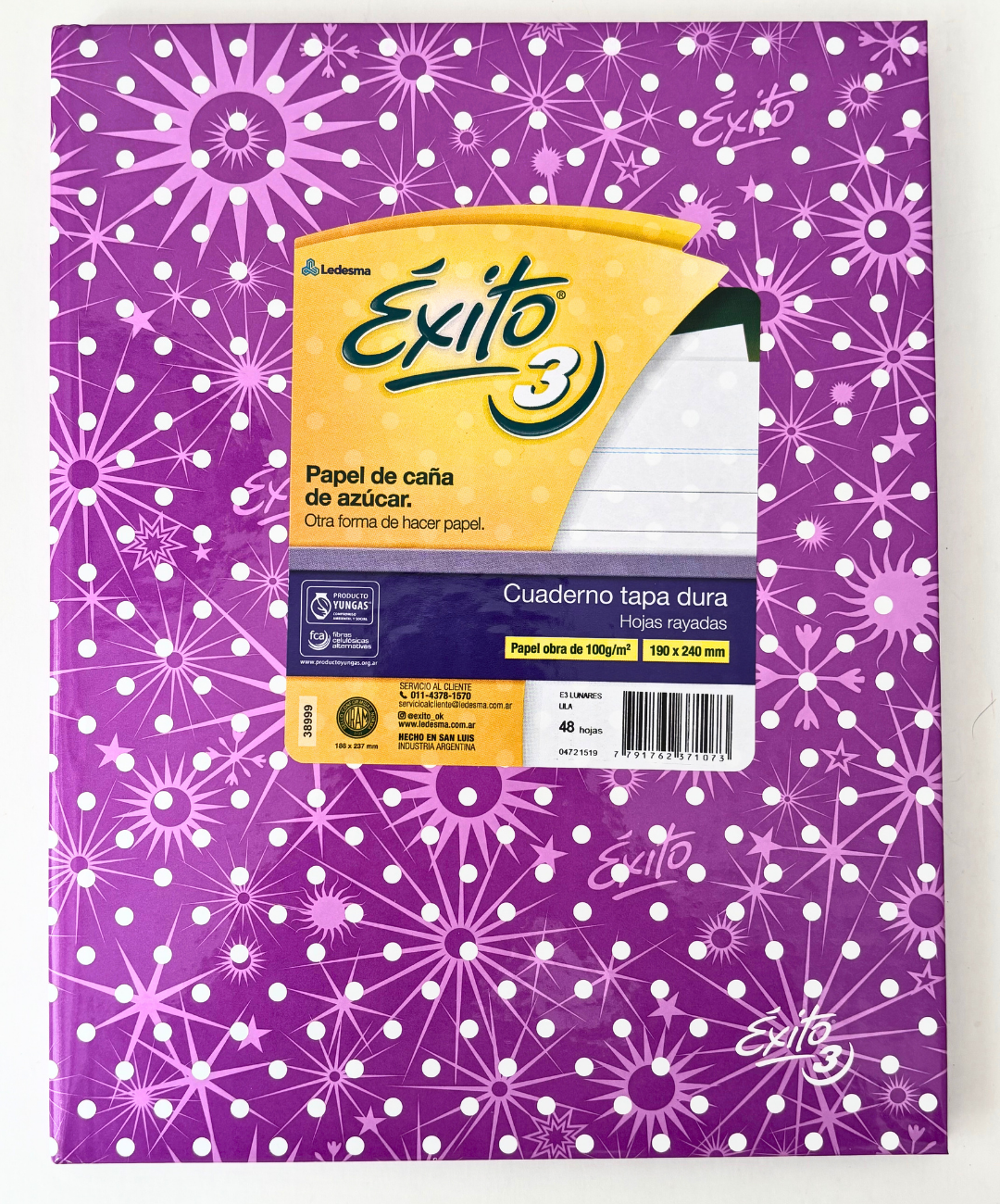 Cuaderno Exito lunares tapa dura 48 hojas rayadas lila