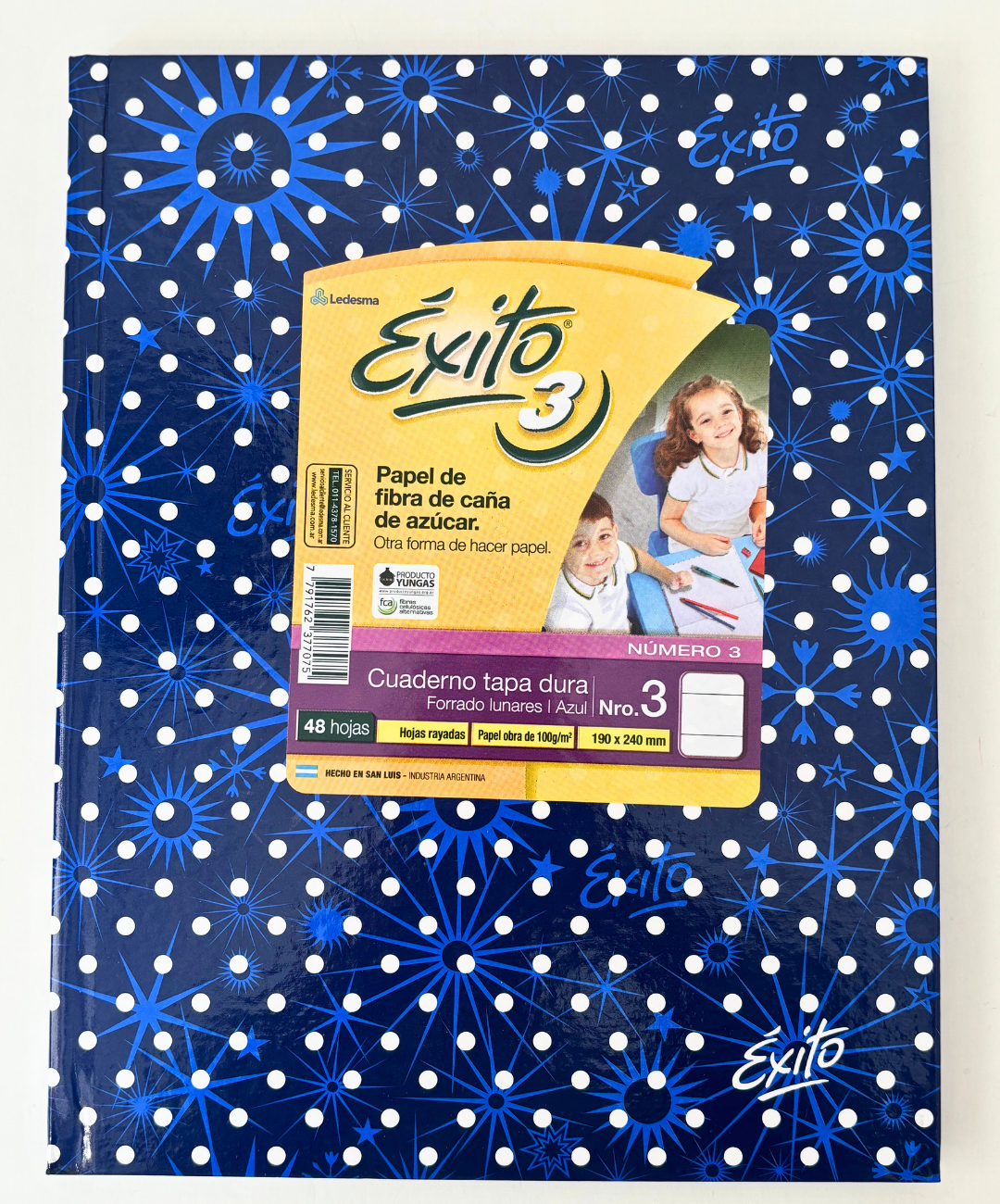Cuaderno Exito lunares tapa dura 48 hojas rayadas azul