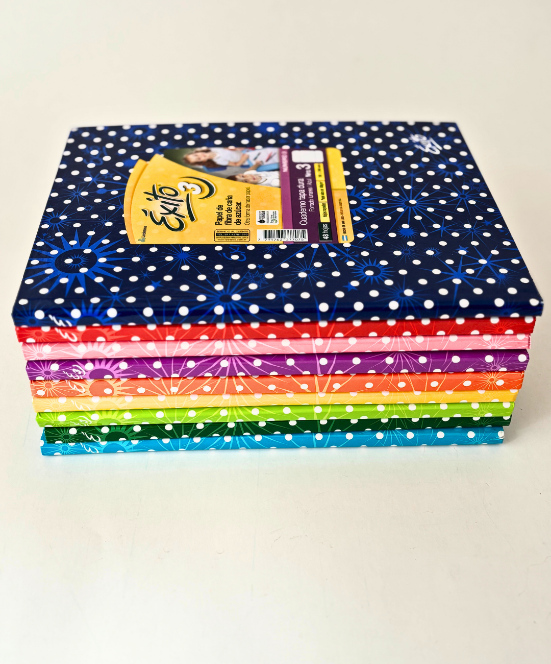 Cuaderno Exito lunares tapa dura 48 hojas rayadas naranja