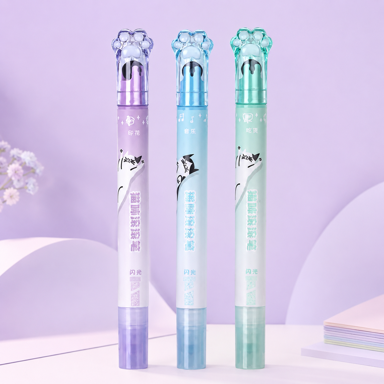 Resaltador Wero Doble Punta Glitter + Sello x 3 Unidades